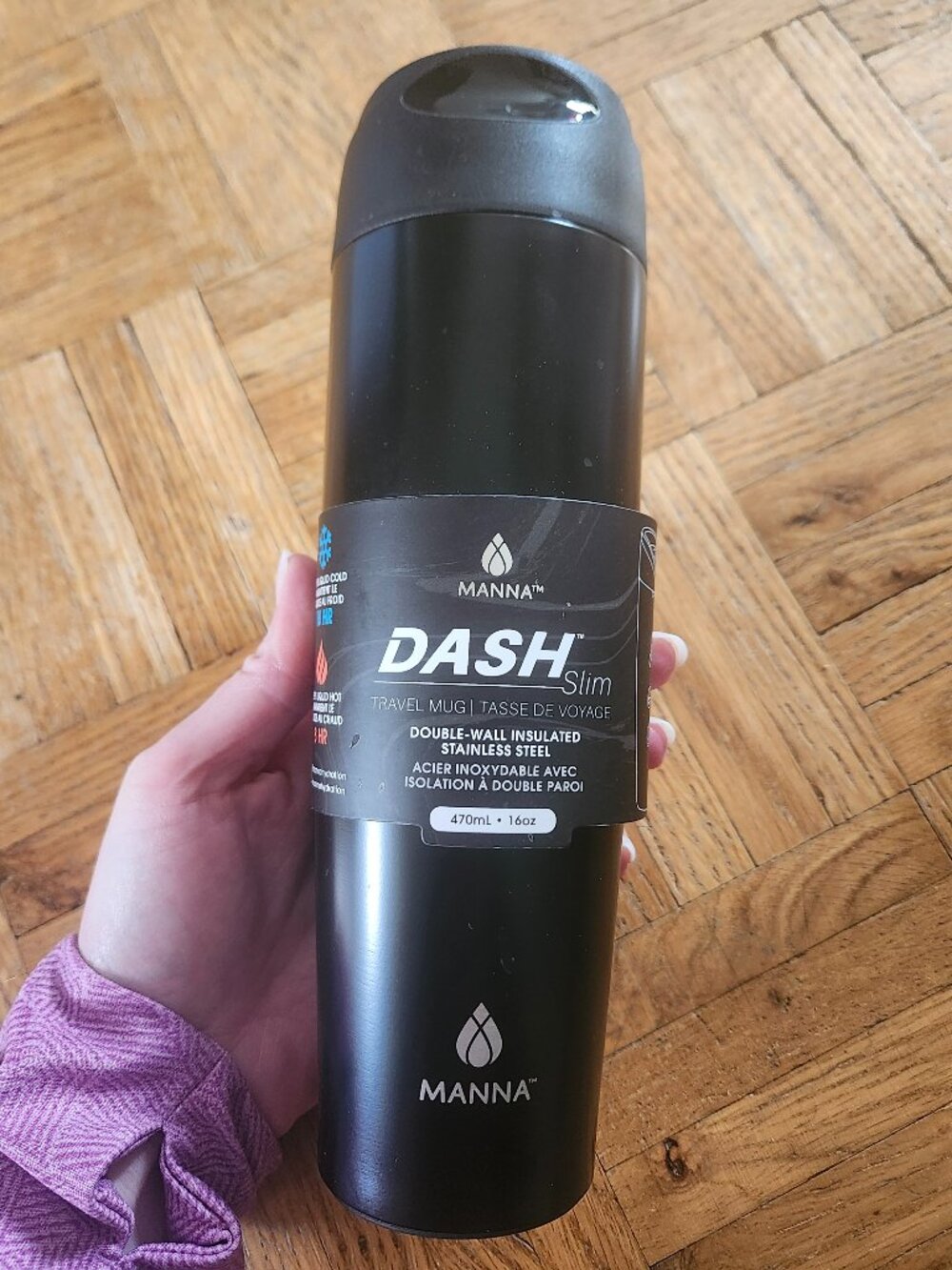 Manna Dash Slim Insulated Stainless Steel Coffee Mug Thermos 16oz